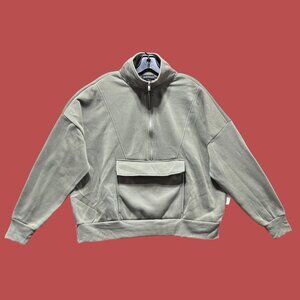 Love Mood - Women's Long Sleeve Sweatshirt With Kangaroo Pocket - Olive Green- M